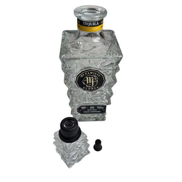 EMPTY Mi Familia Flores Tequila Reposado Bottle Clear Crystal Bar Man Cave Decor - Picture 3 of 11